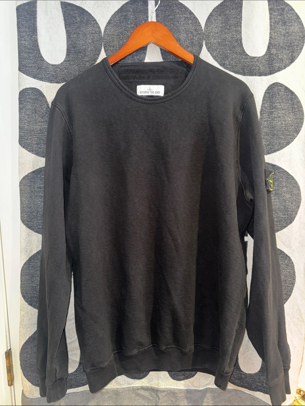 STONE ISLAND ~ Black Brushed Cotton Organic Fleece Sweatshirt ~ XL